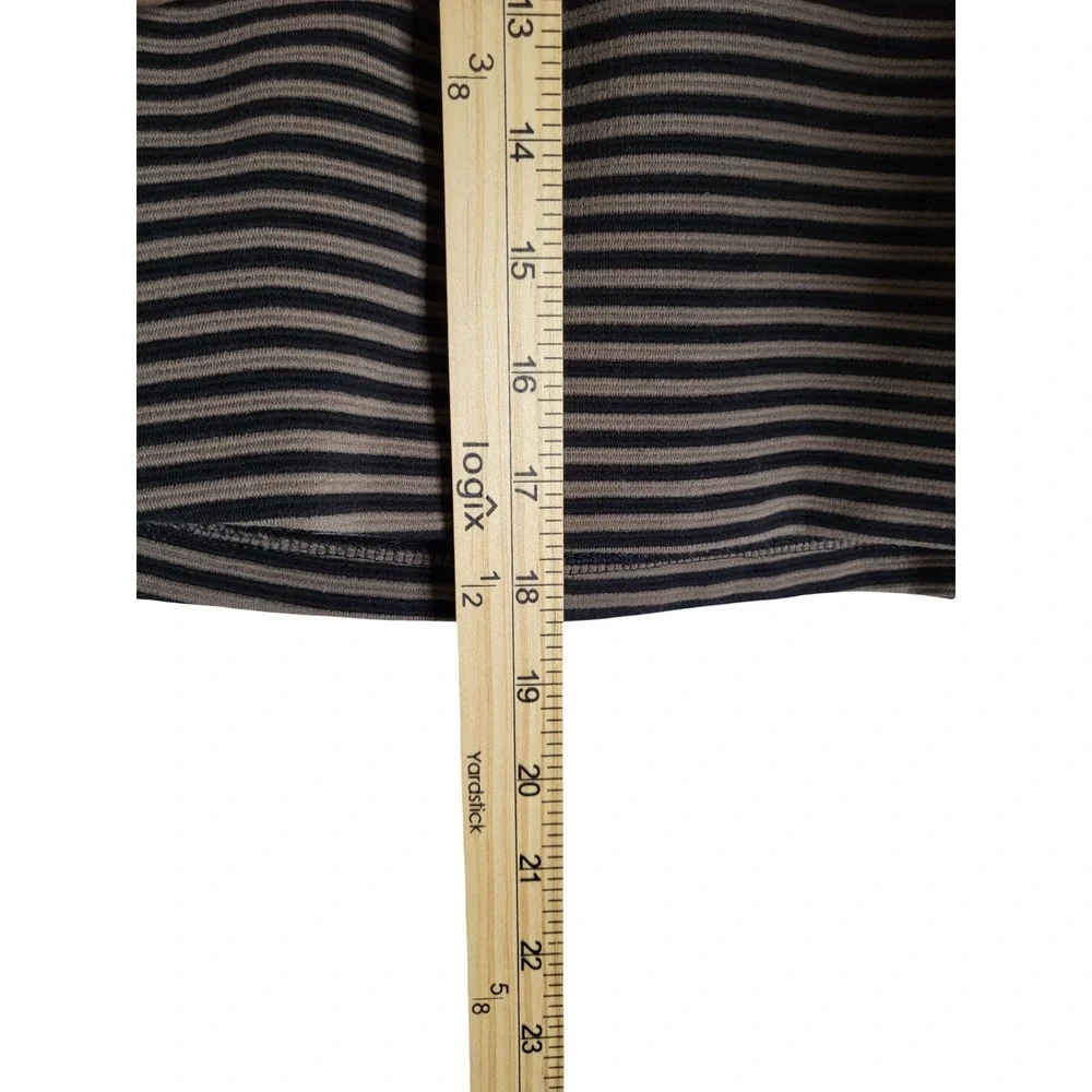 Banana Republic Striped A-Line Mini Skirt Black Tan Knit M Preppy Parisian Chic